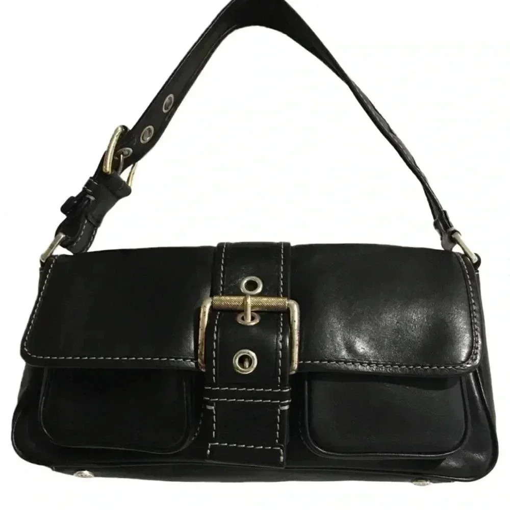 Michael Kors black leather shoulder handbag